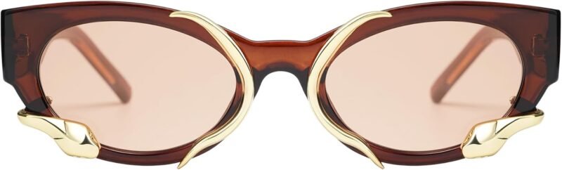 CEREMONYT Sunglasses Cat Eye Trendy Sunglasses for Women Men Vintage Narrow Cateye Metal Snake Sunnie Y2k Accessories AP3621