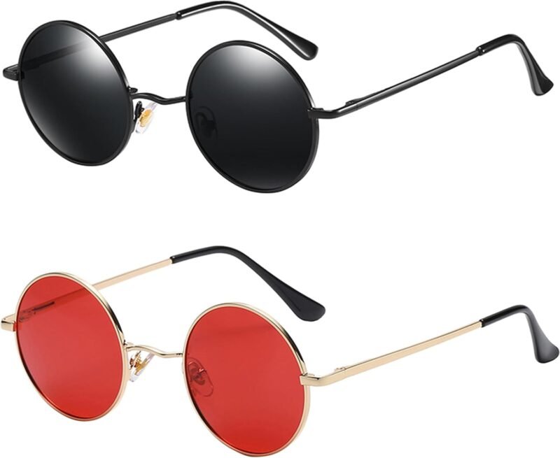 CEREMONYT Sunglasses Round Trendy Small Round Polarized Sunglasses for Men Women Circle Hippie Style Sun Glasses