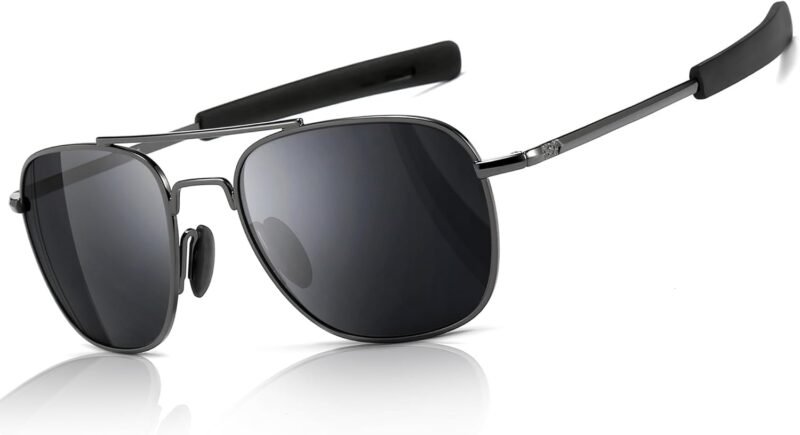 CEREMONYT Sunglasses Men’s Military Style Polarized Pilot  Sunglasses Bayonet Temples