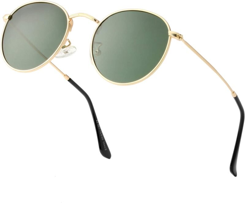 CEREMONYT Sunglasses Round Polarized Sunglasses for Women Men Classic Retro Sun Glasses Circle Metal Frame Shades UV Protection