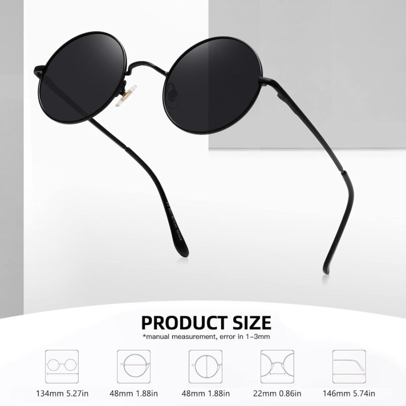 CEREMONYT Sunglasses Round  Small Round Sunglasses Polarized for Men Women Retro Vintage Circle Hippie Sun Glasses UV400