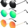CEREMONYT Sunglasses Round  Polarized Sunglasses for Men Women Retro Metal Small Circle Hippie Sunglasses