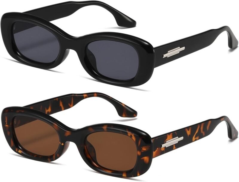 CEREMONYT Sunglasses Square Rectangle Sunglasses for Women Men Trendy Retro Fashion Sun Glasses 90’s Vintage UV 400 Protection Square Frame K1200