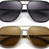 CEREMONYT Sunglasses for Men and Women, Polarized Trendy Square Sun Glasses Retro Pilot Shades UV Protection