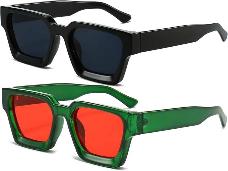 CEREMONYT Sunglasses Square  Sunglasses for Women Men Square Thick Frame Sun Glasses Simple Designer Style Shades