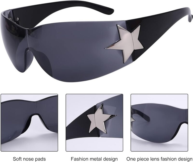 616lBPIrBTL._AC_SL1500 CEREMONYT Sunglasses Wraparound Y2K Sunglasses for Women Men, Trendy Shield Wrap Around Sunglasses Oversized Fashion Frameless Sun Glasses