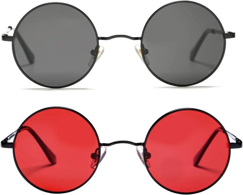 CEREMONYT Sunglasses Round Circle Lennon Glasses Retro Round Polarized Sunglasses Hippie Style Small Circle Sun Glasses