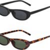 CEREMONYT Sunglasses Oval Narrow Cat Eye Sunglasses for Women Men 90s Sun Glasses Womens Small Oval Sunglasses Black Shades