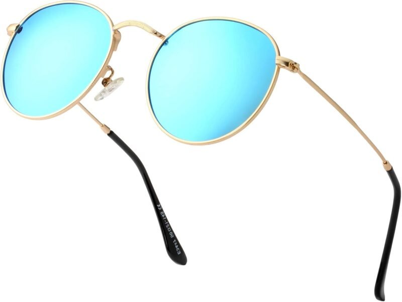 CEREMONYT Sunglasses Round Polarized Sunglasses for Women Men Classic Retro Sun Glasses Circle Metal Frame Shades UV Protection
