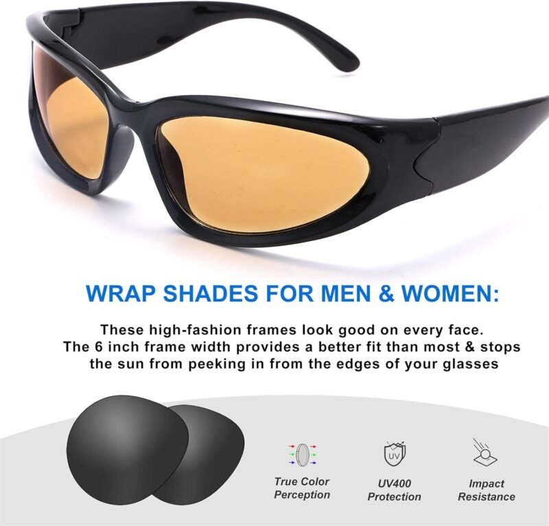 CEREMONYT Sunglasses Oval Fashion Sunglasses for Men Women Trendy Swift Oval Dark Futuristic Sunglasses Shades Glasses Eyeglasses