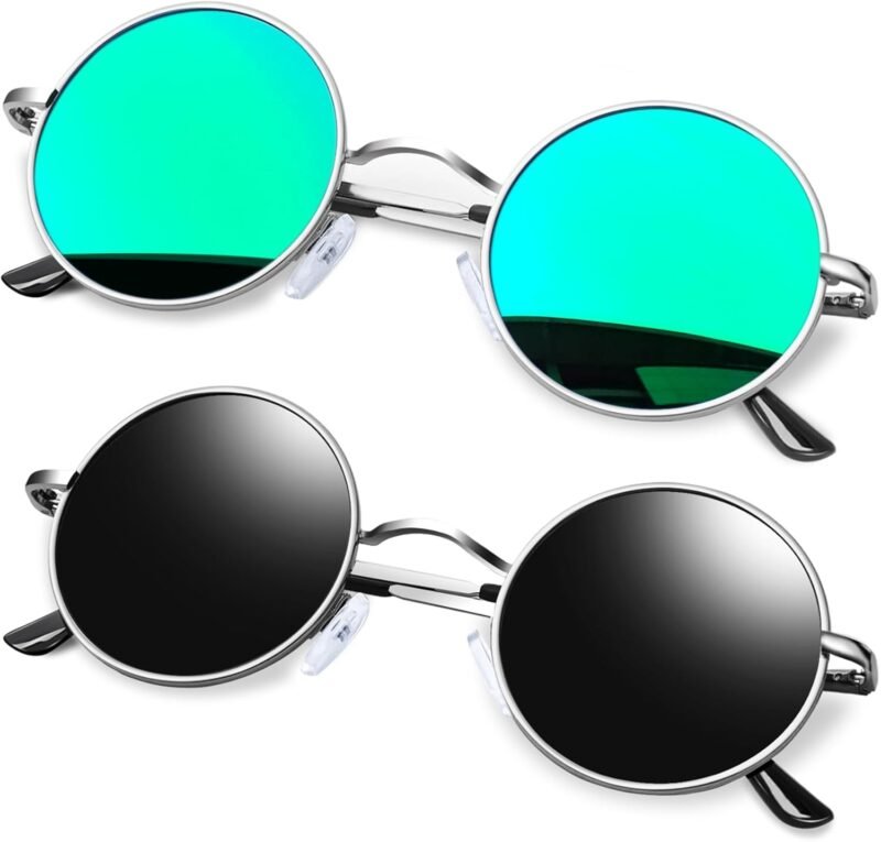 CEREMONYT Sunglasses Round  Round Sunglasses for Women Men Polarized Circle Sun Glasses UV Blocking Gojo Satoru Cosplay (2 Pack)