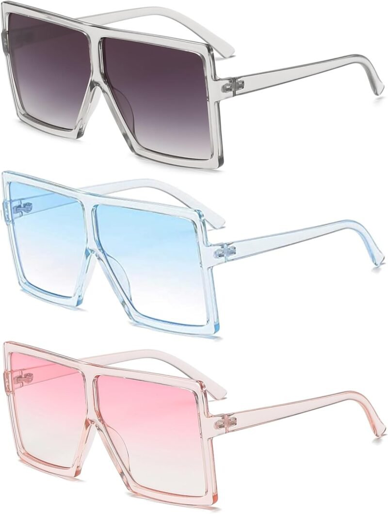 CEREMONYT Sunglasses Square Square Oversized Sunglasses for Women Men Flat Top Fashion Shades