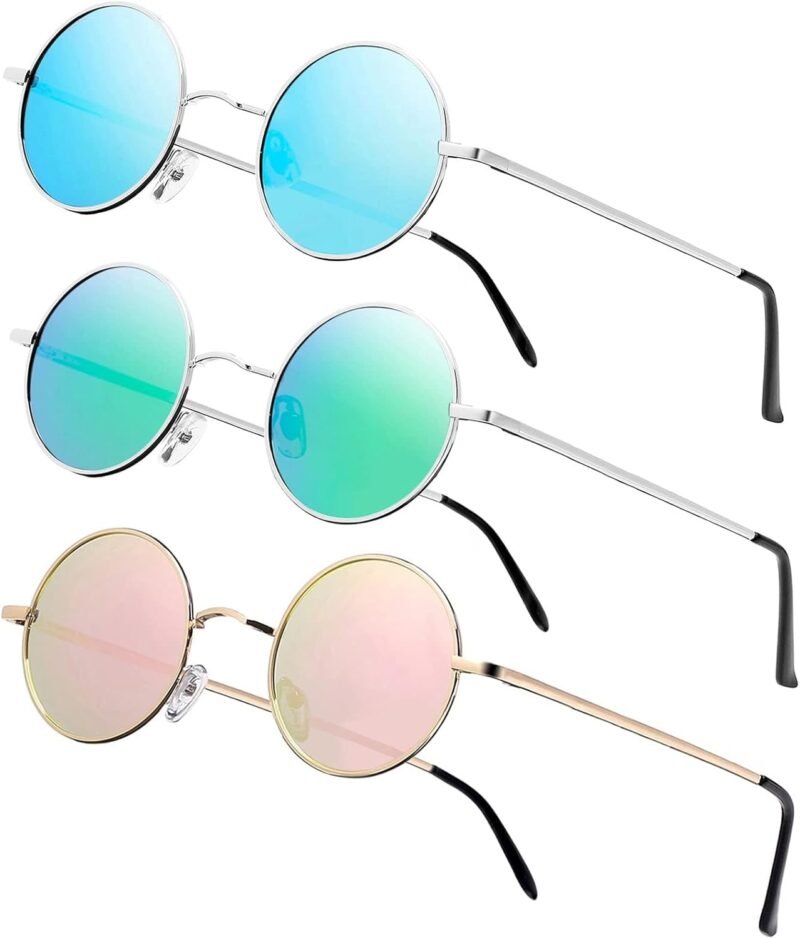 CEREMONYT Sunglasses Round Vintage Small Round Polarized Hippie Sunglasses for Men Women Circle Sun Glasses NP1002