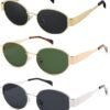 CEREMONYT Sunglasses Oval Sunglasses for Women Men – Fashion Sun Glasses – Rectangle Metal Frame Shades