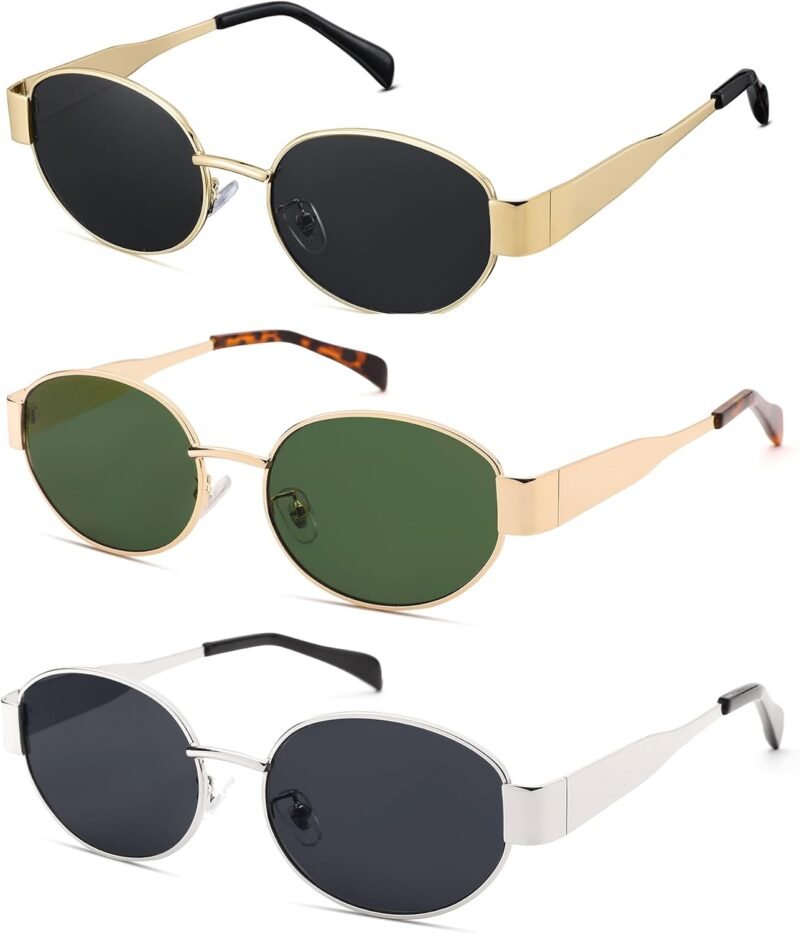 CEREMONYT Sunglasses Oval Sunglasses for Women Men – Fashion Sun Glasses – Rectangle Metal Frame Shades