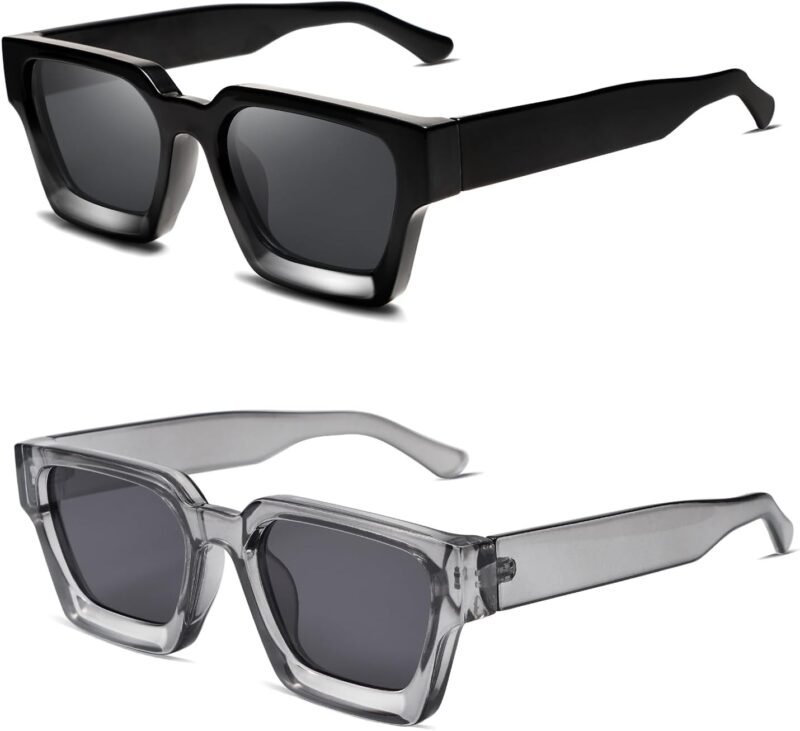 CEREMONYT Sunglasses Square  Thick Square Sunglasses for Men Women Retro Chunky Rectangle Shades UV400 Protection VL9731