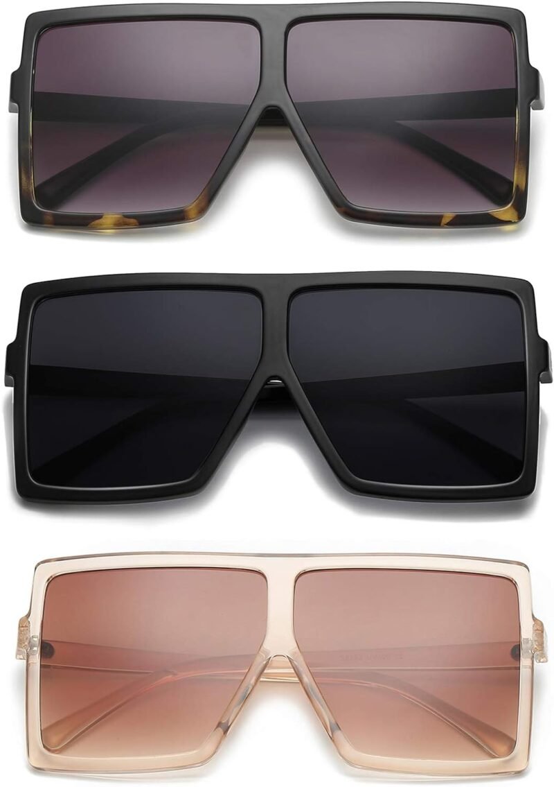 CEREMONYT Sunglasses Square Square Oversized Sunglasses for Women Men Flat Top Fashion Shades