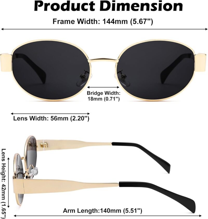 CEREMONYT Sunglasses Oval Sunglasses for Women Men – Fashion Sun Glasses – Rectangle Metal Frame Shades