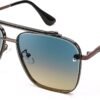 CEREMONYT Sunglasses Sunglasses, Fashion Square Pilot Sunglasses, Vintage Metal Gradient Glasses for Men and Women, B4104