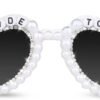 CEREMONYT Sunglasses Cat EyeBride Sunglasses for Bachelorette White Heart Glasses for Bride to Be Gift, Bachelorette Accessories Party Favors