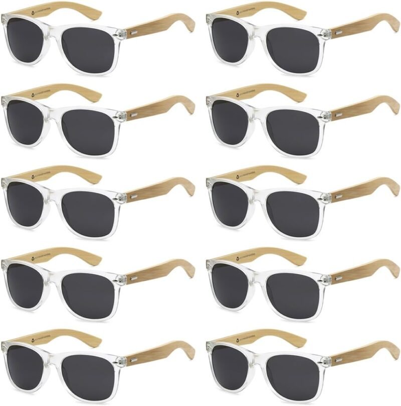 CEREMONYT Sunglasses Wholesale Bamboo Sunglasses WayfarerRetro 80’s Wood Sunglasses WayfarerMen-Cool Sunglasses Wayfarerfor Men & Women-10 Pack