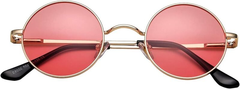 CEREMONYT Sunglasses Round Circle Lennon Glasses Retro Round Polarized Sunglasses Hippie Style Small Circle Sun Glasses