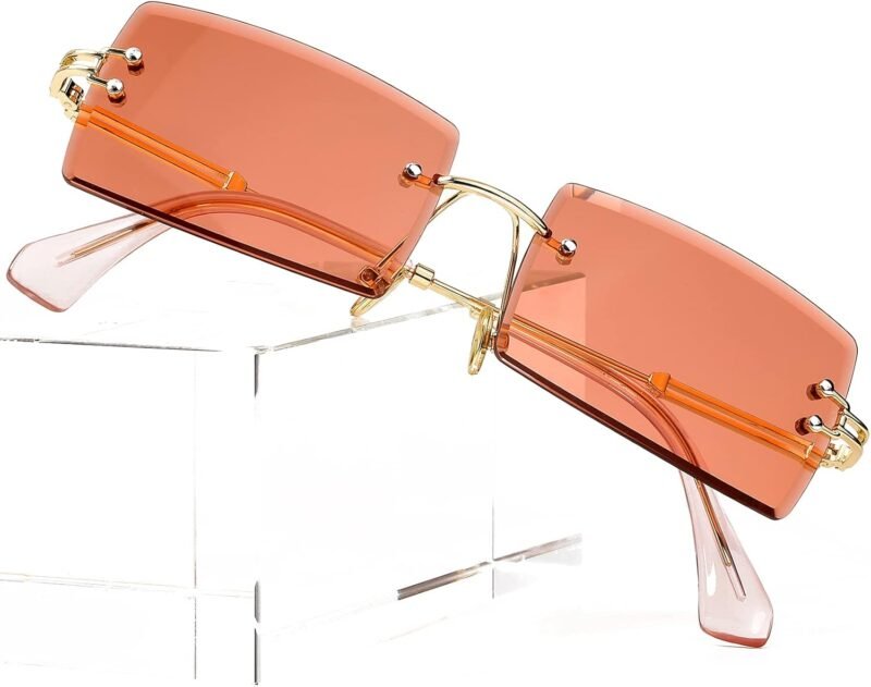 CEREMONYT Sunglasses Square  Rectangle Sunglasses for Women Men Vintage Rimless Square Sun Glasses Candy Color