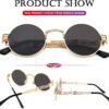 CEREMONYT Sunglasses Round  Round Steampunk Sunglasses Circle Lennon Hippie Glasses Metal Frame 100% UV Blocking Lens