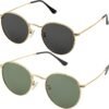 CEREMONYT Sunglasses Round Small Round Polarized Sunglasses for Men Women Classic Circle Metal Frame Sun Glasses 2 Pack
