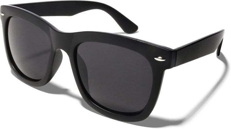 CEREMONYT Sunglasses Super Dark Black Sunglasses WayfarerUV Protection Lens Spring Hinge 80s Vintage Retro Inspired Shades