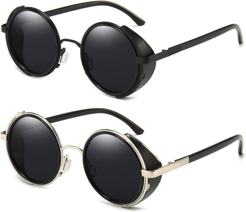 CEREMONYT Sunglasses Round  Steampunk Vintage Retro Round Sunglasses Metal Circle Frame