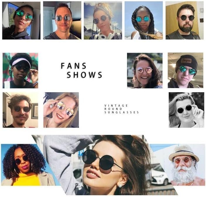 CEREMONYT Sunglasses Round Vintage Small Round Polarized Hippie Sunglasses for Men Women Circle Sun Glasses NP1002