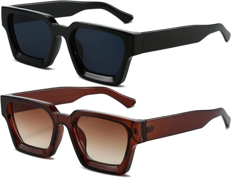 CEREMONYT Sunglasses Square  Sunglasses for Women Men Square Thick Frame Sun Glasses Simple Designer Style Shades