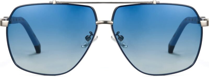 CEREMONYT Sunglasses for Men Polarized UV Protection Trendy Metal Pilot Sunglasses for Driving Hiking Travel