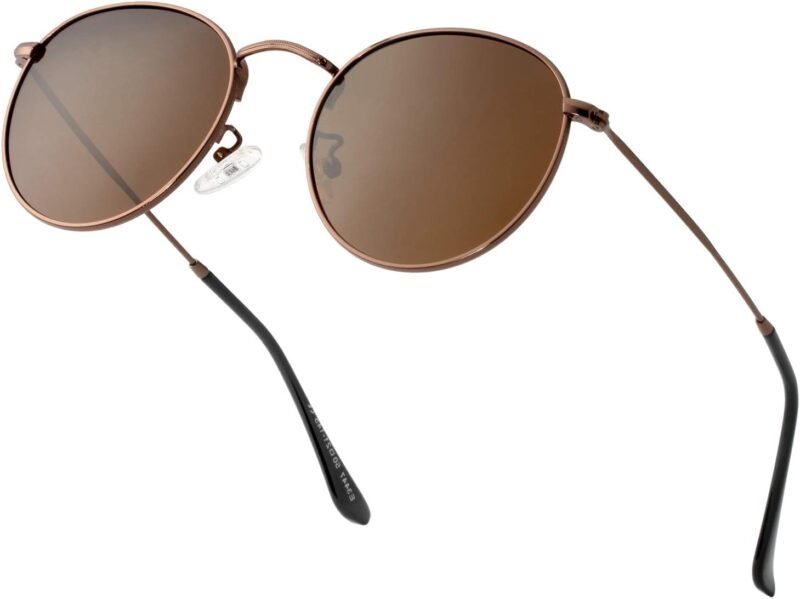 CEREMONYT Sunglasses Round Polarized Sunglasses for Women Men Classic Retro Sun Glasses Circle Metal Frame Shades UV Protection