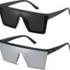 CEREMONYT Sunglasses Square  Oversized Square Sunglasses for Women Men Fashion Siamese Lens Style Flat Top Shield Shades