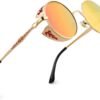 CEREMONYT Sunglasses Round E72 Retro Steampunk Style Inspired Round Metal Circle Polarized Sunglasses for Women Men