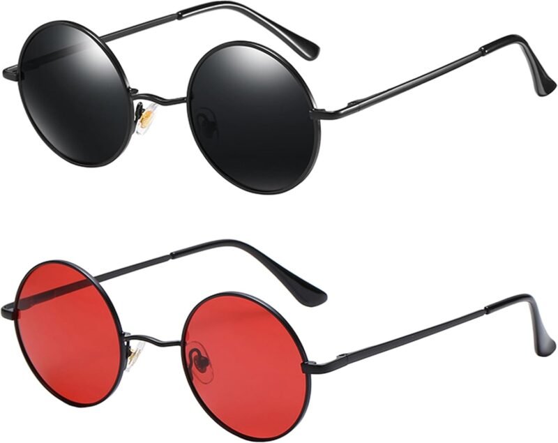 CEREMONYT Sunglasses Round Trendy Small Round Polarized Sunglasses for Men Women Circle Hippie Style Sun Glasses