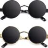 CEREMONYT Sunglasses Round E72 Retro Steampunk Style Inspired Round Metal Circle Polarized Sunglasses for Women Men
