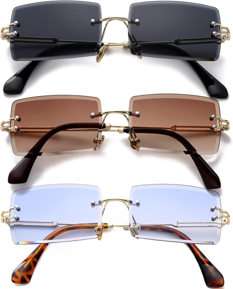 CEREMONYT Sunglasses Square  Rectangle Sunglasses for Women Men Vintage Rimless Square Sun Glasses Candy Color