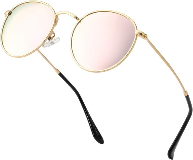 CEREMONYT Sunglasses Round Polarized Sunglasses for Women Men Classic Retro Sun Glasses Circle Metal Frame Shades UV Protection