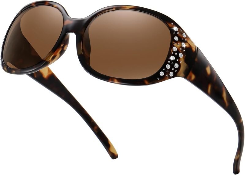 CEREMONYT Sunglasses Oval Sunglasses for Women, Rhinestone Wrap Around Sunglasses with UV400 Protection