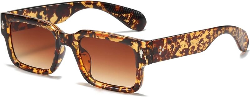 CEREMONYT Sunglasses Square  Frame Sunglasses for Women Men Trendy Chunky Rectangle Sun Glasses Black Shades UV400 Protection