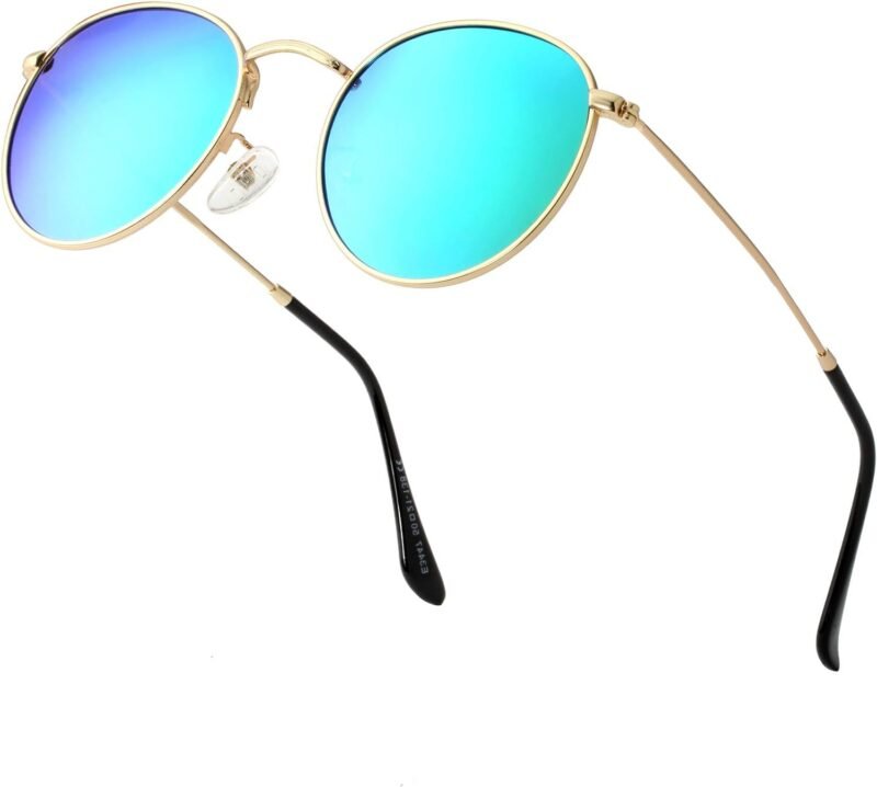 CEREMONYT Sunglasses Round Polarized Sunglasses for Women Men Classic Retro Sun Glasses Circle Metal Frame Shades UV Protection