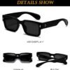 CEREMONYT Sunglasses Square  Frame Sunglasses for Women Men Trendy Chunky Rectangle Sun Glasses Black Shades UV400 Protection