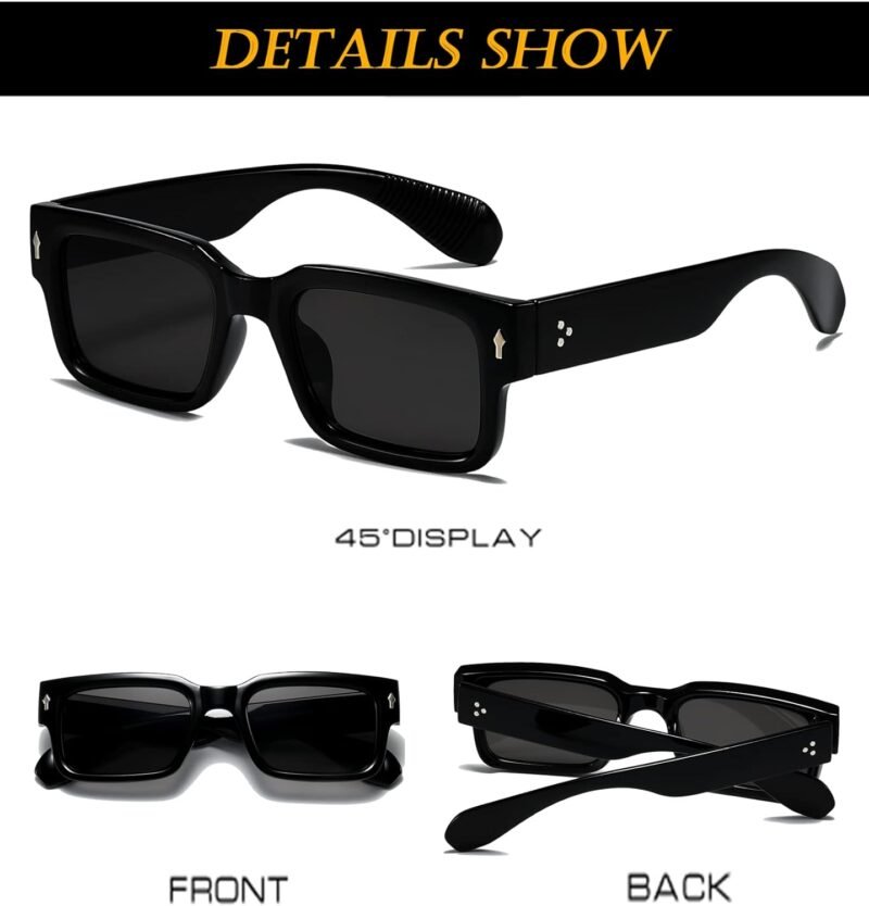 CEREMONYT Sunglasses Square  Frame Sunglasses for Women Men Trendy Chunky Rectangle Sun Glasses Black Shades UV400 Protection