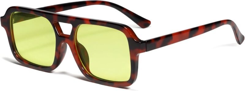 CEREMONYT Sunglasses Square  Retro 70s Square Aviator Sunglasses for Women Men Vintage Trendy Rectangle Sun Glasses VL9816