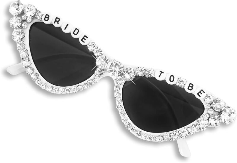 CEREMONYT Sunglasses Cat EyeBride Sunglasses for Bachelorette White Heart Glasses for Bride to Be Gift, Bachelorette Accessories Party Favors