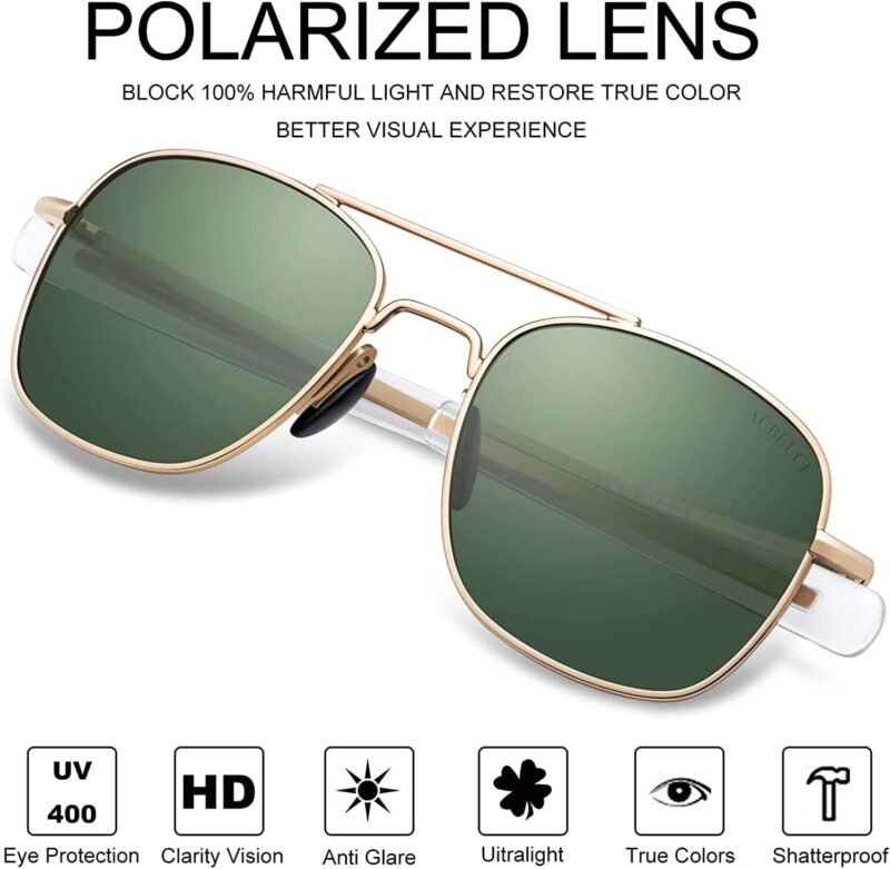 CEREMONYT SunglassesMens  Sunglasses 53mm TAC Polarized Lense Military Style Metal Frame with Bayonet Temples