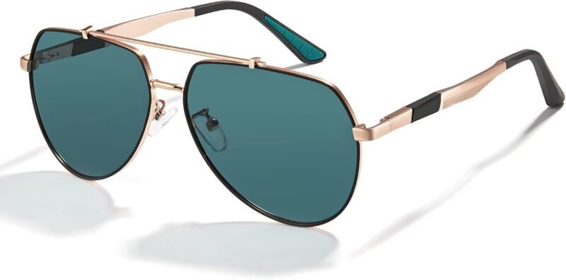 61IMC2aAtmL._AC_SL1500 CEREMONYT Sunglasses Military Sunglasses for Men Trendy Pilot Shade Metal Frame Polarized Lens UV Protection for Outdoor